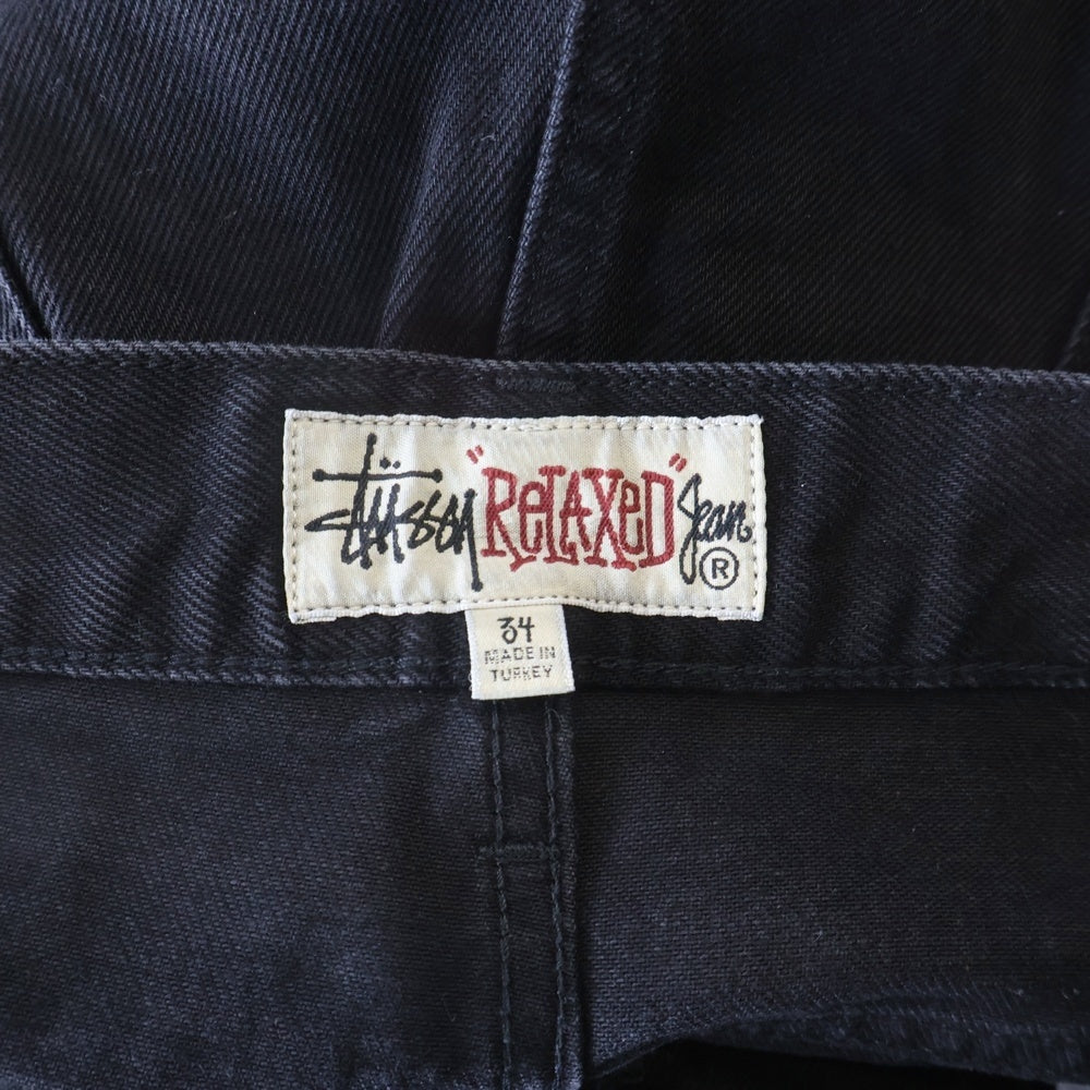 STUSSY(ステューシー) REALXED JEAN DENIM ボタンフライ リラックスド ワイド バギー デニム パンツ ブラック