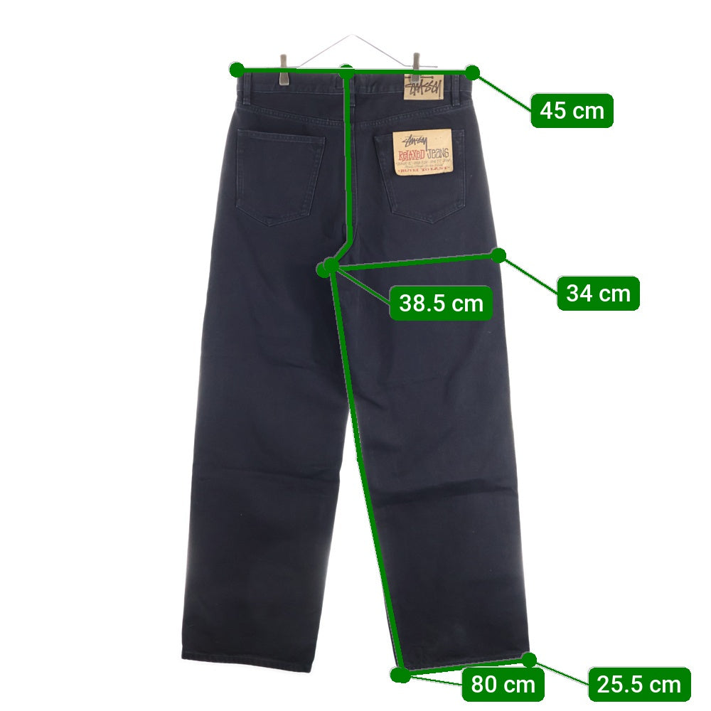 STUSSY(ステューシー) REALXED JEAN DENIM ボタンフライ リラックスド ワイド バギー デニム パンツ ブラック