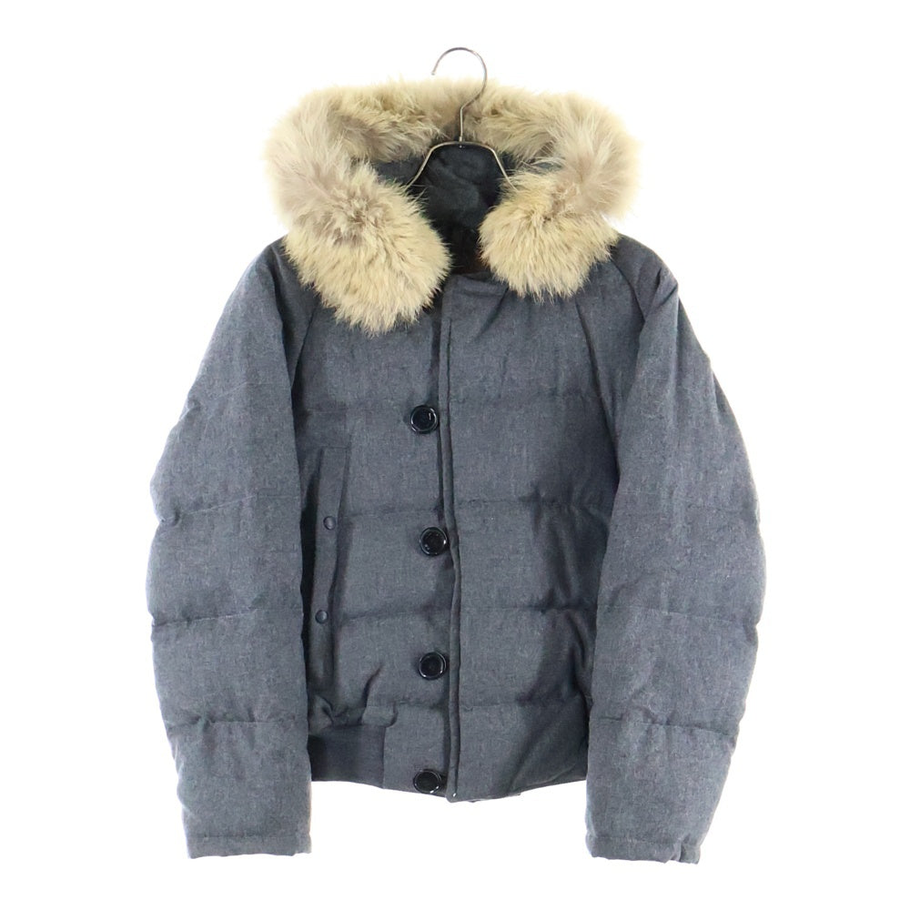 MONCLER(モンクレール) BULGARE ブルガリ ファーフーデッド ウール 中綿ジャケット グレー 69887