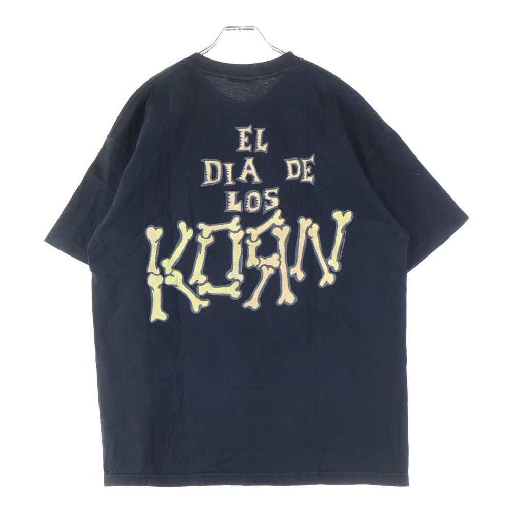 VINTAGE(ヴィンテージ) 00S VINTAGE KORN EL DIA DE LOS KORN T-SHIRT コーン スカル 両面プリント クルーネック 半袖Tシャツ カットソー ブラック