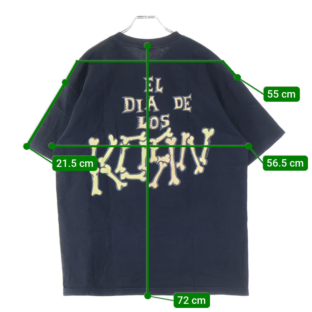 VINTAGE(ヴィンテージ) 00S VINTAGE KORN EL DIA DE LOS KORN T-SHIRT コーン スカル 両面プリント クルーネック 半袖Tシャツ カットソー ブラック