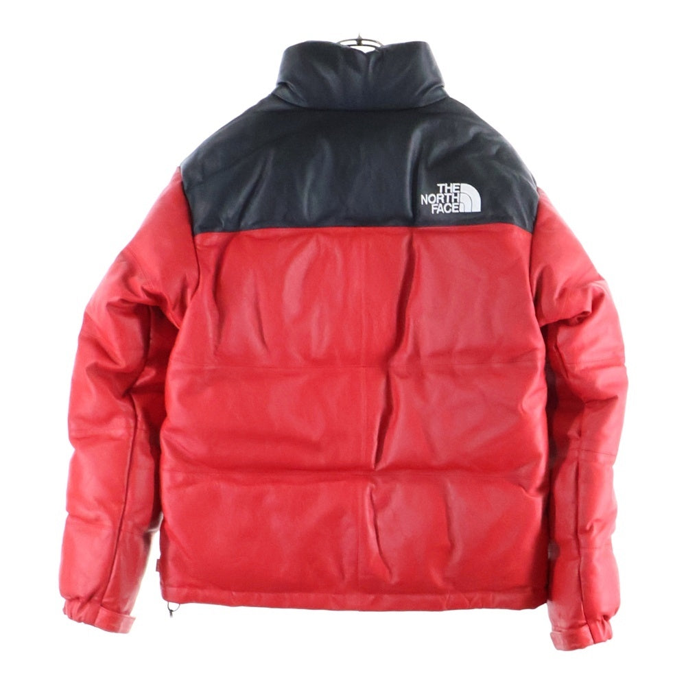 SUPREME(シュプリーム) 17AW ×THE NORTH FACE Leather Nuptse Jacket ザノースフェイス レザー ヌプシダウンジャケット レッド ND91702I