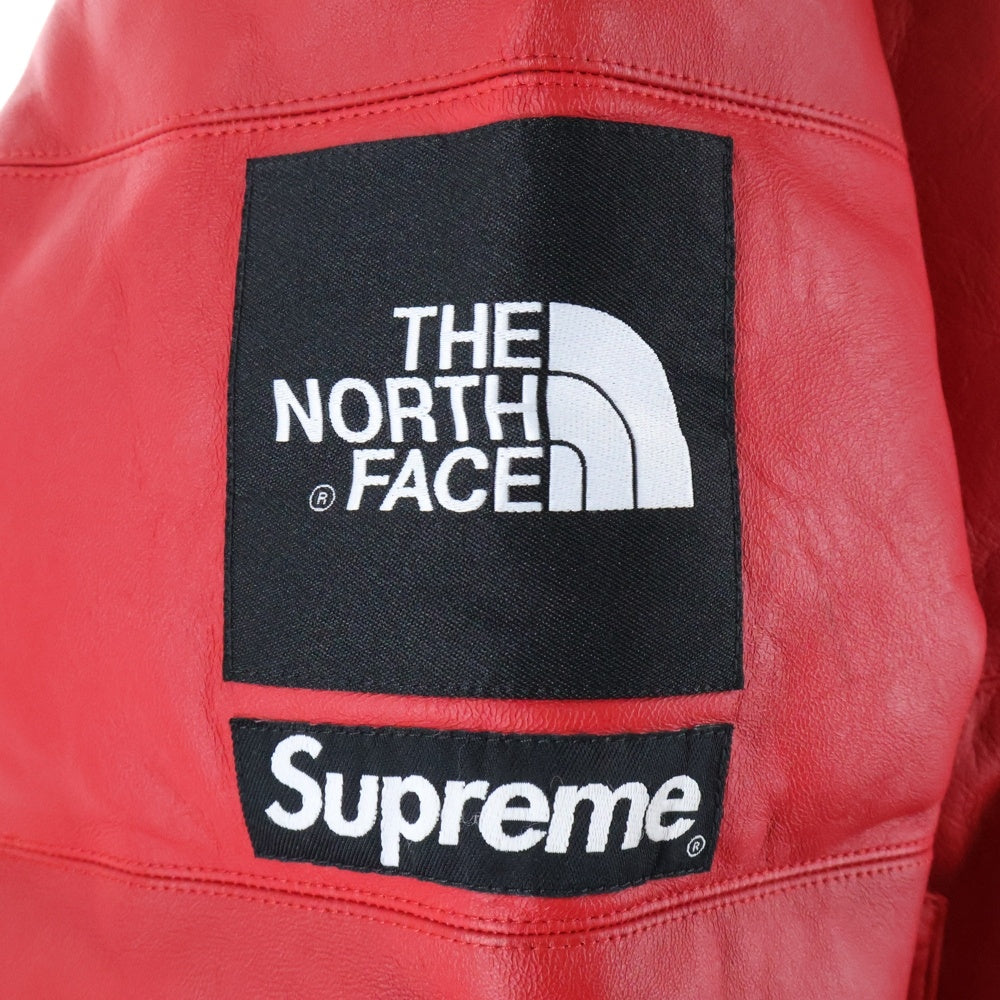 SUPREME(シュプリーム) 17AW ×THE NORTH FACE Leather Nuptse Jacket ザノースフェイス レザー ヌプシダウンジャケット レッド ND91702I