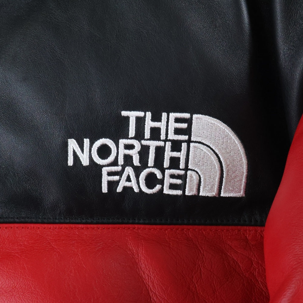 SUPREME(シュプリーム) 17AW ×THE NORTH FACE Leather Nuptse Jacket ザノースフェイス レザー ヌプシダウンジャケット レッド ND91702I