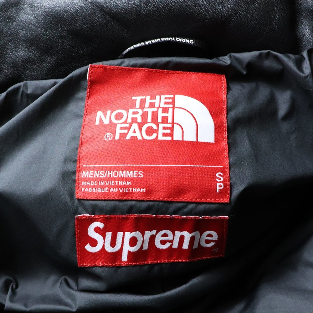 SUPREME(シュプリーム) 17AW ×THE NORTH FACE Leather Nuptse Jacket ザノースフェイス レザー ヌプシダウンジャケット レッド ND91702I