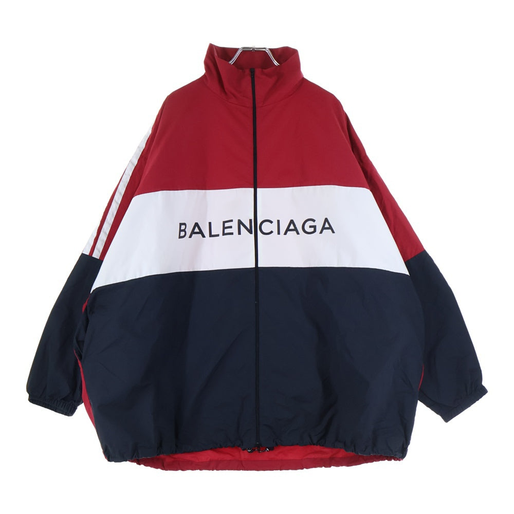 BALENCIAGA(バレンシアガ) 18SS TRACKSUIT POPLIN SHIRT JACKET ロゴプリント ポプリンシャツ トラックジャケット レッド/ブラック 508903