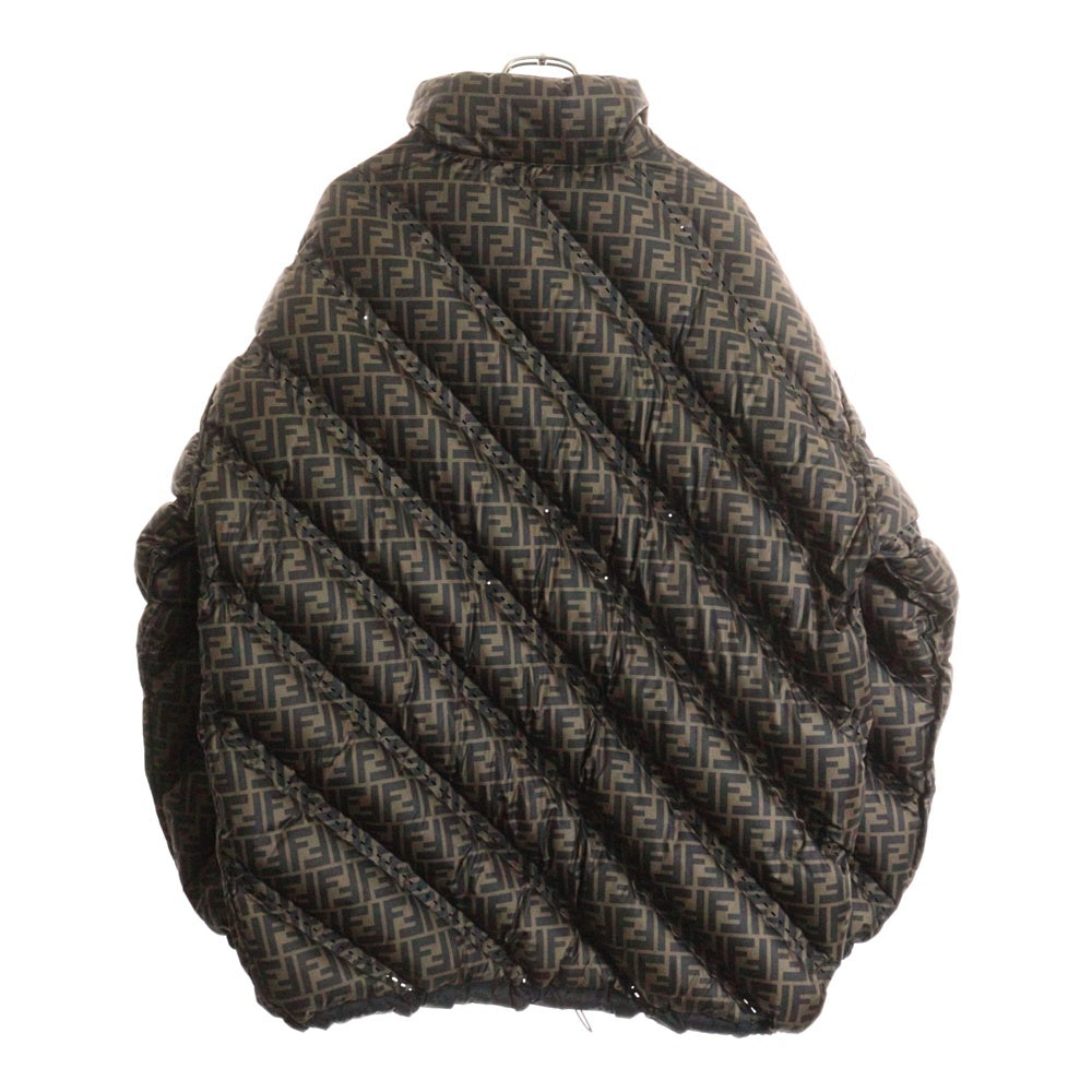 FENDI(フェンディ) ズッカ柄 リバーシブル ナイロン ジップアップダウンジャケット ブラック/ブラウン PR12-18-1415