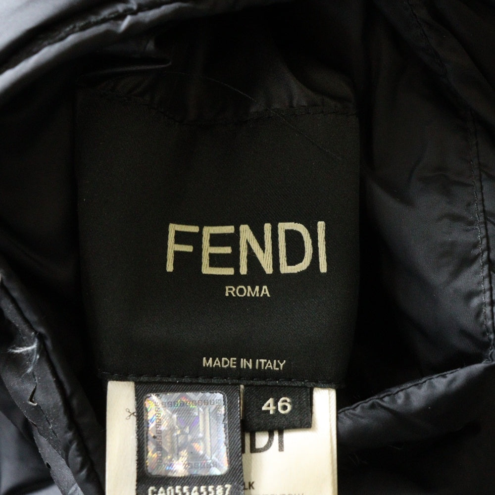 FENDI(フェンディ) ズッカ柄 リバーシブル ナイロン ジップアップダウンジャケット ブラック/ブラウン PR12-18-1415