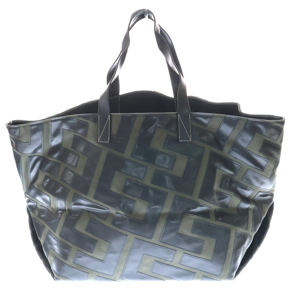 CELINE(セリーヌ) パッチワーク レザー ビッグ トートバッグ ブラック/カーキ F-CU-1178