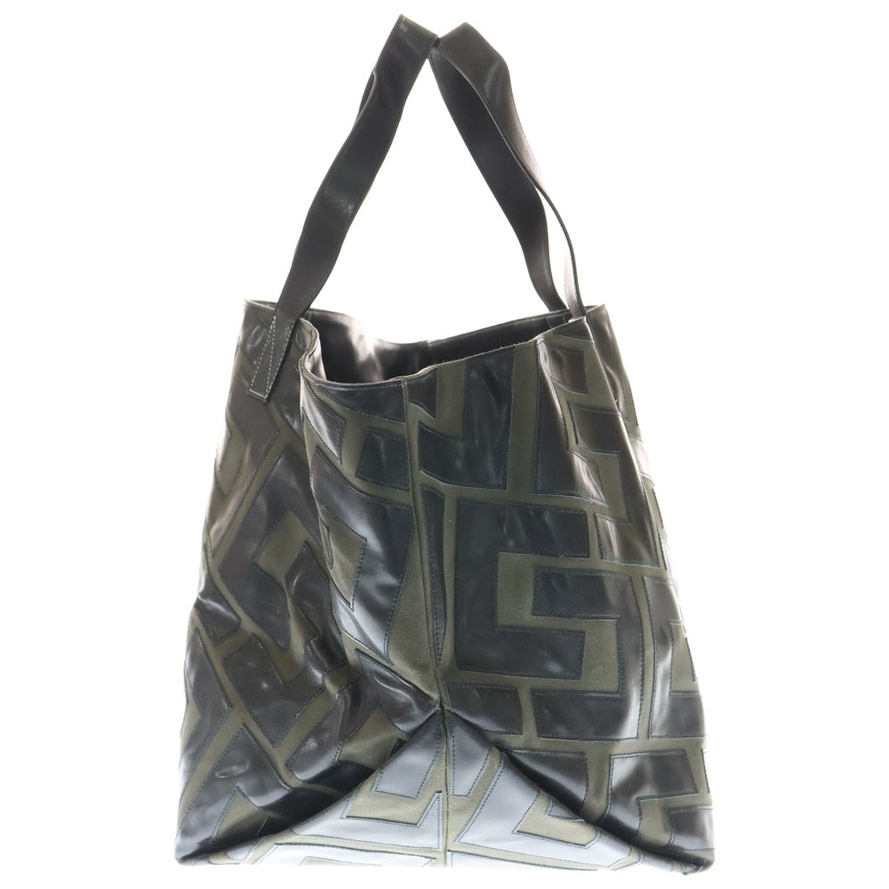 CELINE(セリーヌ) パッチワーク レザー ビッグ トートバッグ ブラック/カーキ F-CU-1178