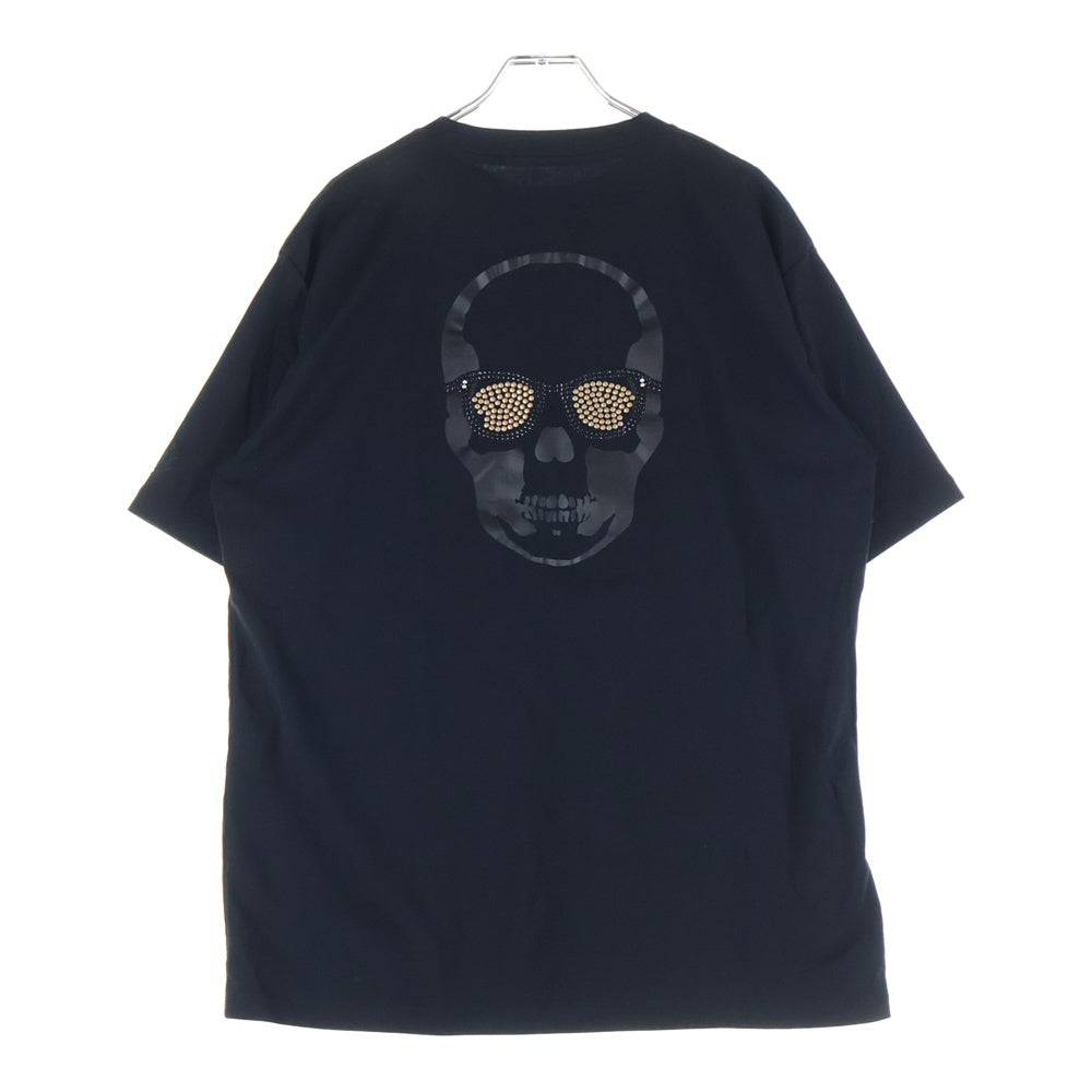 lucien pellat-finet(ルシアンペラフィネ) ロゴプリント バックスカルスタッズ Tシャツ 半袖カットソー ブラック YMP-1303H