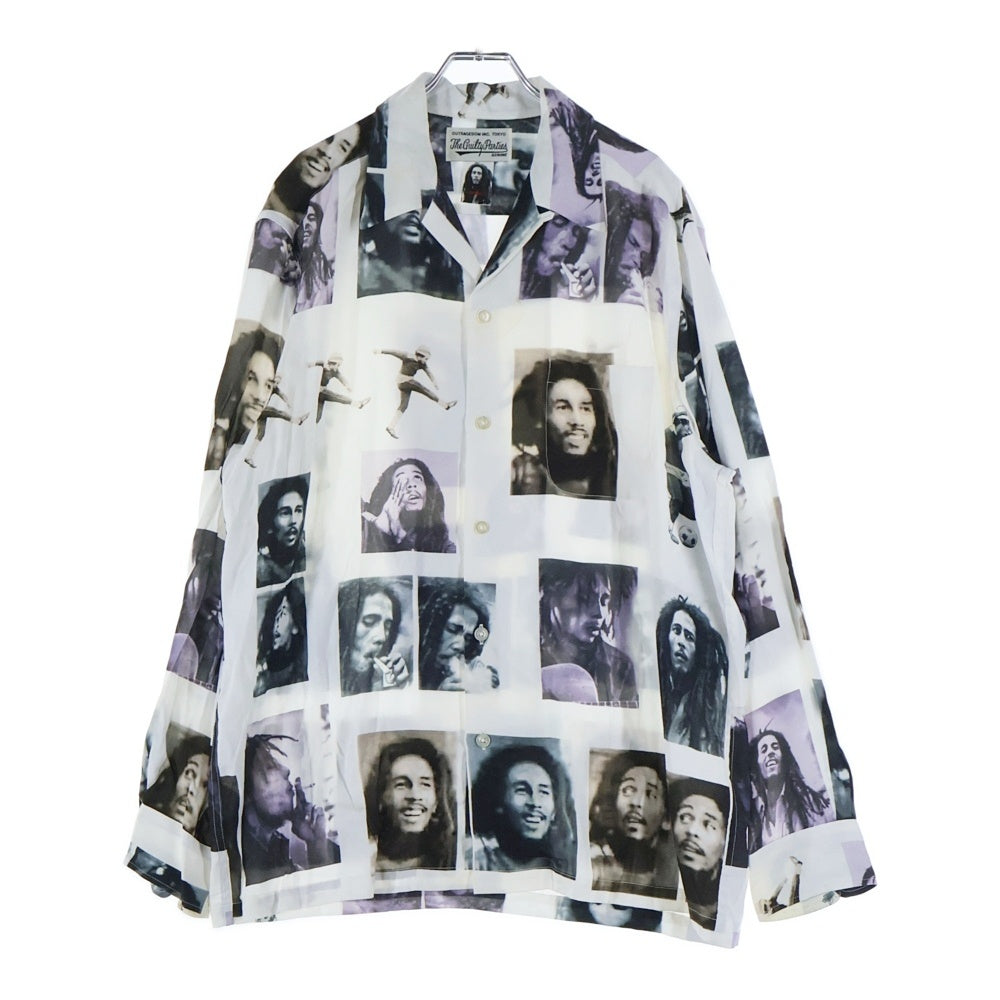 WACKO MARIA(ワコマリア) 19SS BOB MARLEY HAWAIIAN L/S SHIRT ボブマーリー フォトプリント 長袖ハワイアン アロハシャツ ホワイト