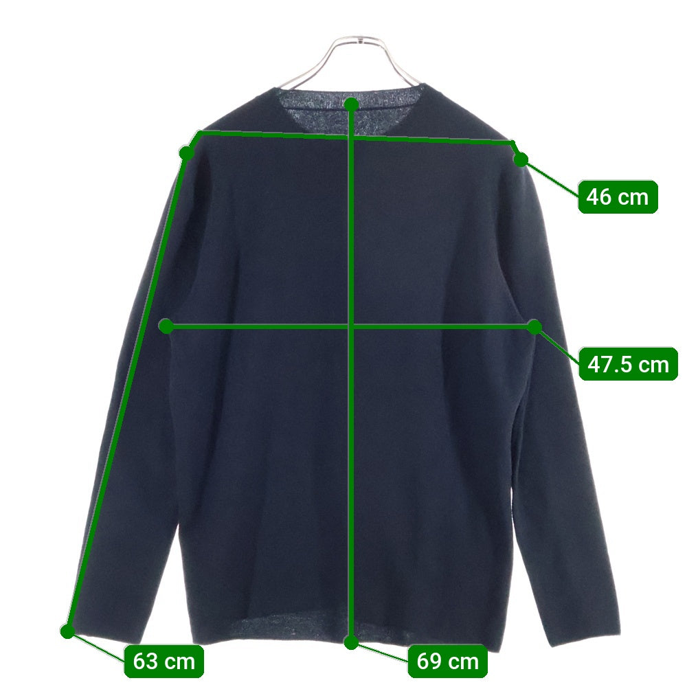 lucien pellat-finet(ルシアンペラフィネ) ラインストーン ワンポイント スカルスタッズ カシミア混 ウールニットセーター ブラック