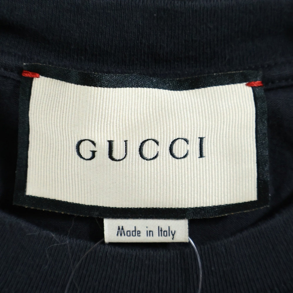 GUCCI(グッチ) GUCCIブレードロゴプリント クルーネック 半袖Tシャツ カットソー ブラック/レッド 565806