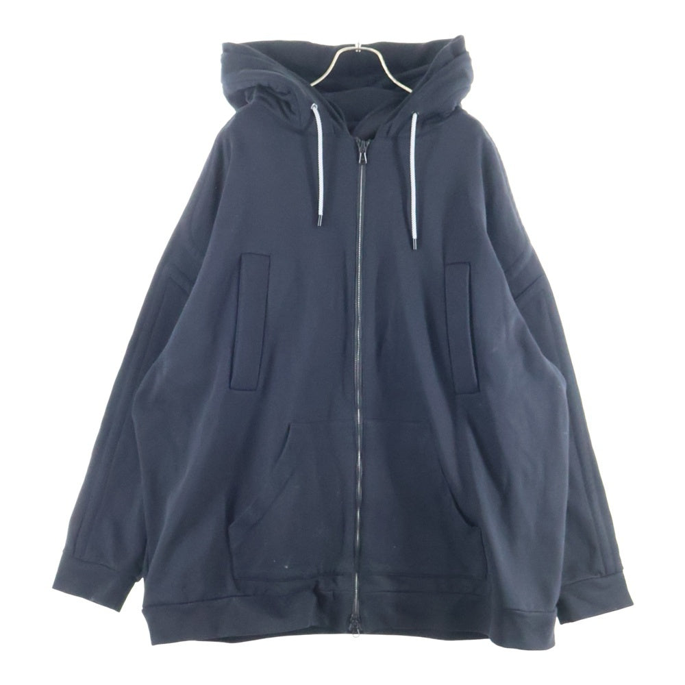 wooyoungmi(ウーヨンミ) ダブルジップデザイン オーバーサイズフーディ スウェットパーカー ブラック JRWY-YA-1011