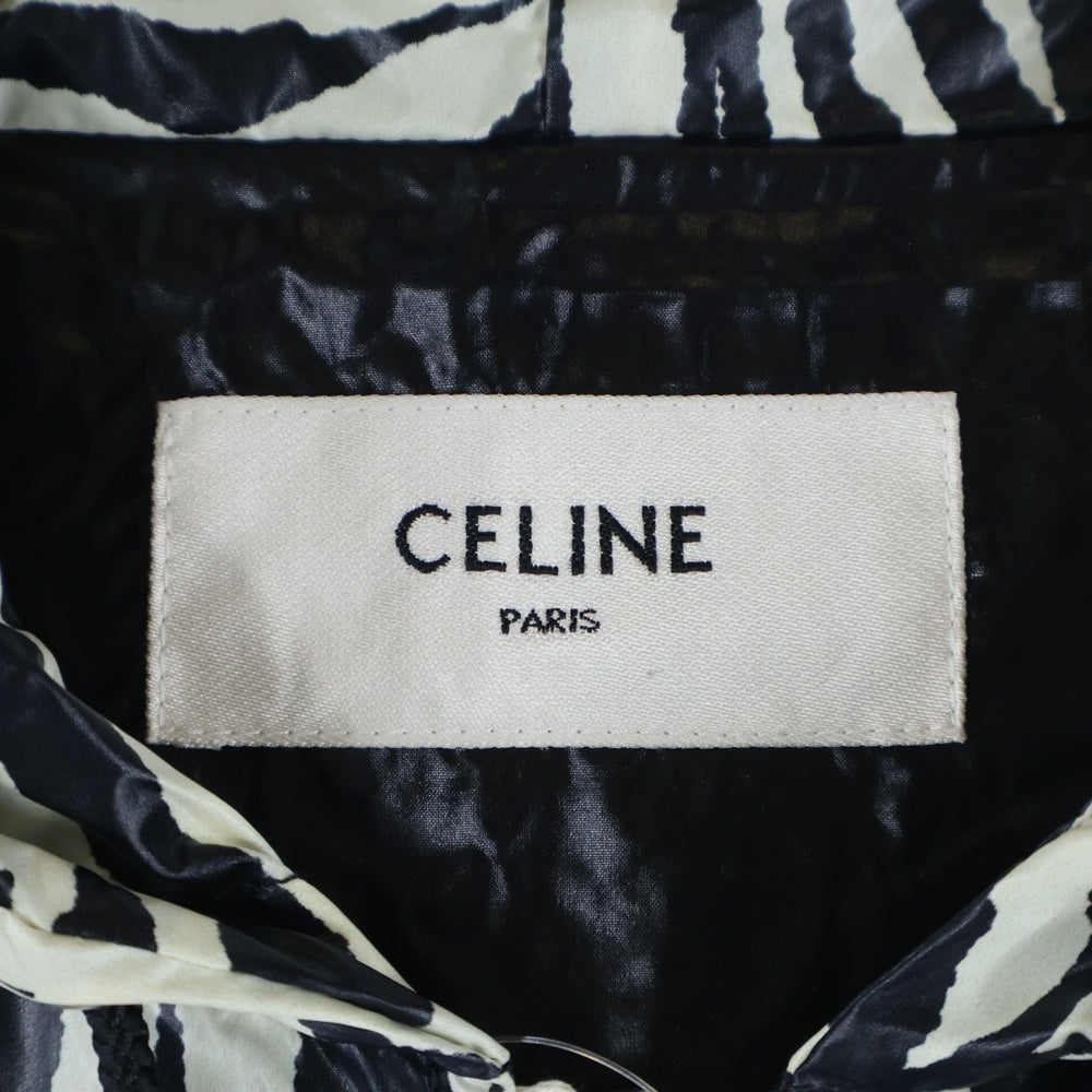 CELINE(セリーヌ) 22SS ゼブラルック コーティングナイロン ルーズカットジャケット パーカー ホワイト/ブラック 2W537260Q
