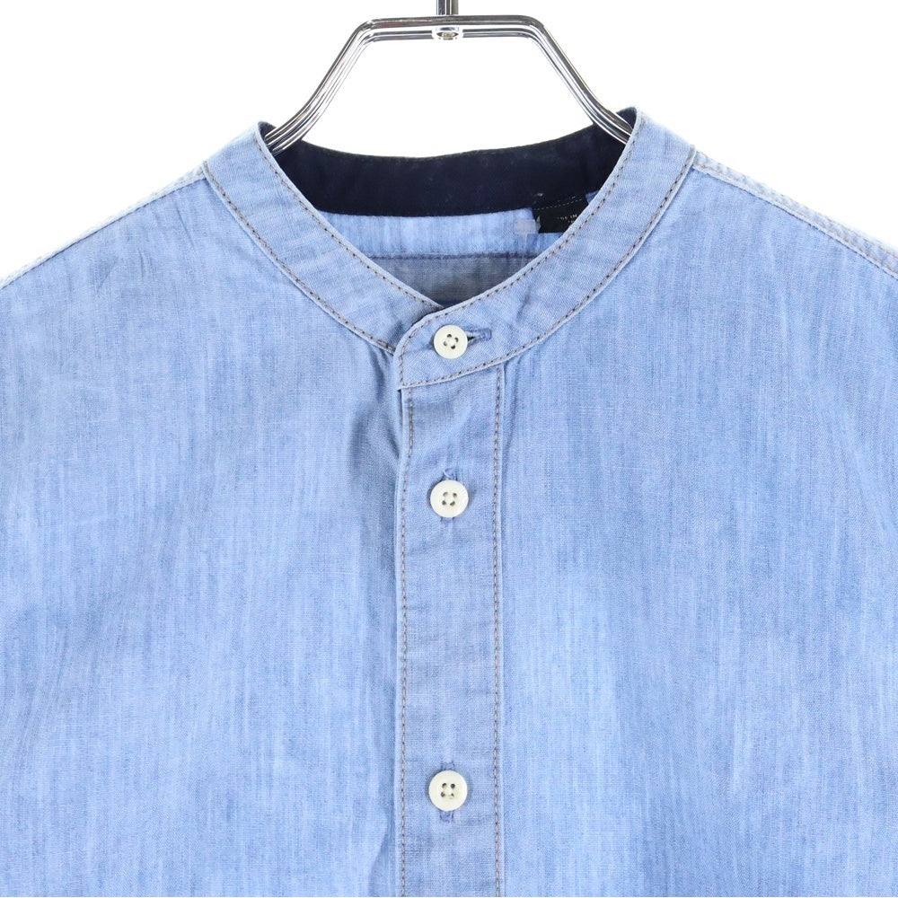 G-STAR RAW(ジースターロウ) STALT 3D LONG SHIRT ノーカラー デニム長袖シャツ ブルー