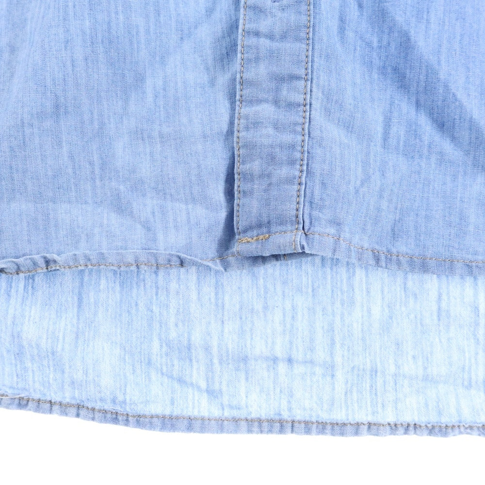 G-STAR RAW(ジースターロウ) STALT 3D LONG SHIRT ノーカラー デニム長袖シャツ ブルー