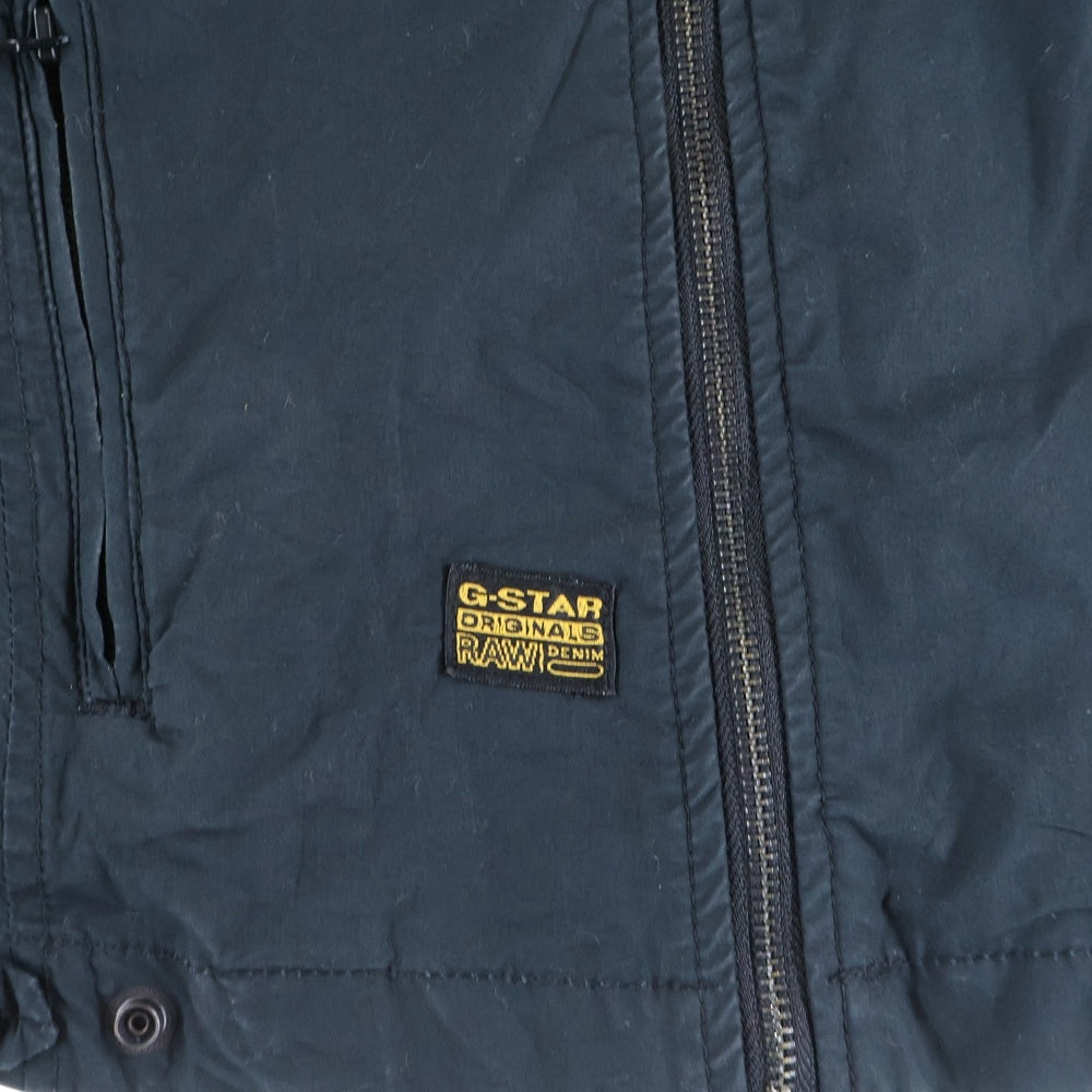 G-STAR RAW(ジースターロウ) フロントロゴデザイン ダブルポケット ジップアップ ナイロンジャケット レディース ブラック