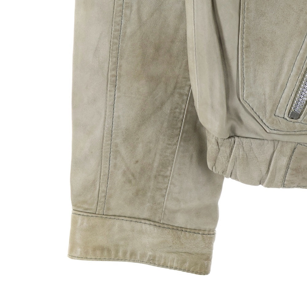 G-STAR RAW(ジースターロウ) NEW ESSENTIAL LEATHER JKT ニュー エッセンシャル マルチポケット レザー ライダースジャケット ベージュ