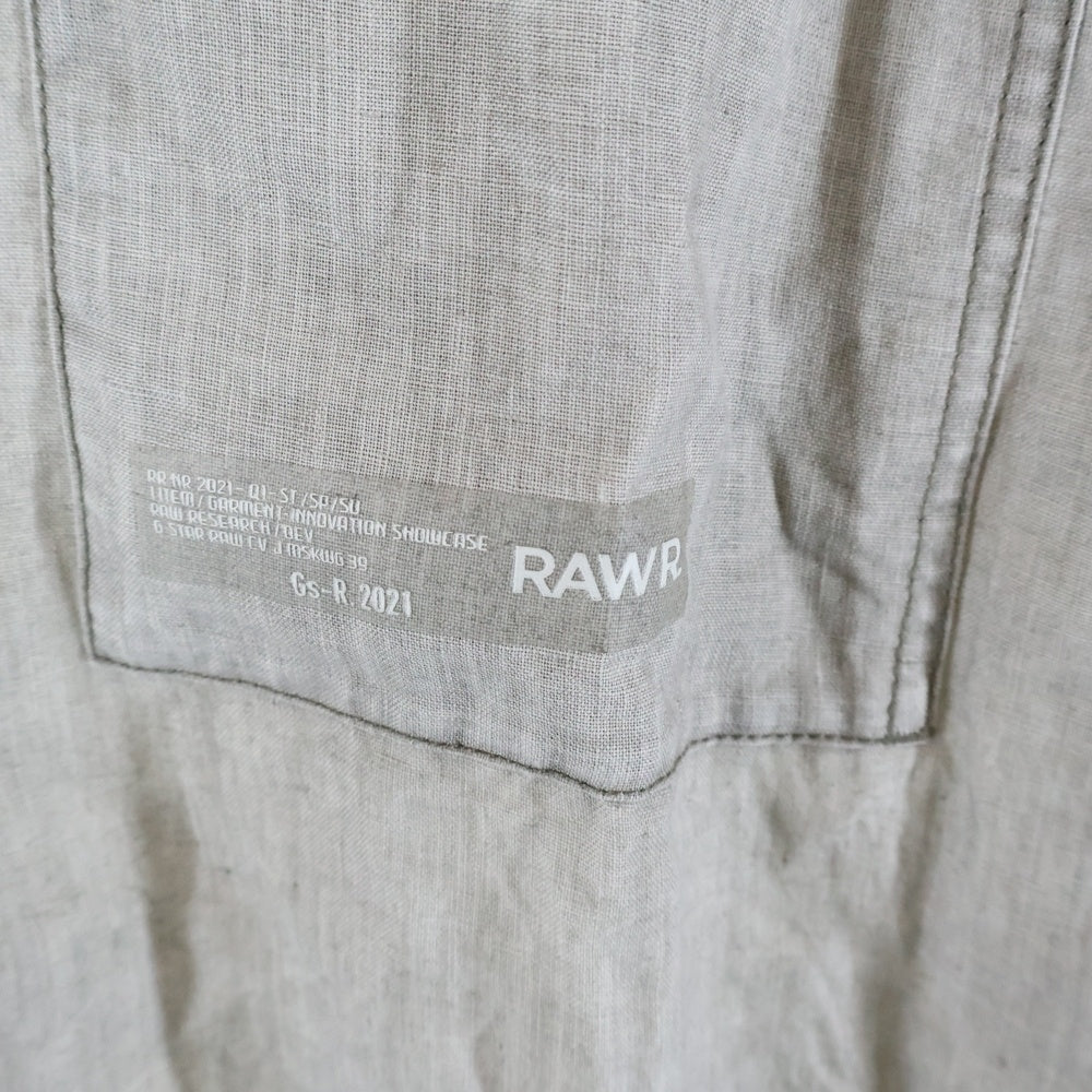 G-STAR RAW(ジースターロウ) 胸ロゴデザイン マルチポケット オープンカラー コットン 長袖シャツ グレー