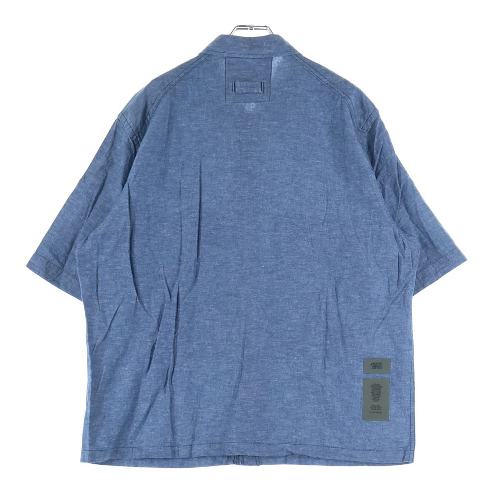 G-STAR RAW(ジースターロウ) 胸ロゴデザイン ダブルポケット レギュラーカラー デニム半袖シャツ インディゴ