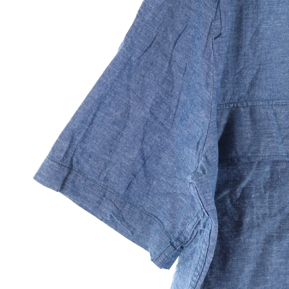 G-STAR RAW(ジースターロウ) 胸ロゴデザイン ダブルポケット レギュラーカラー デニム半袖シャツ インディゴ