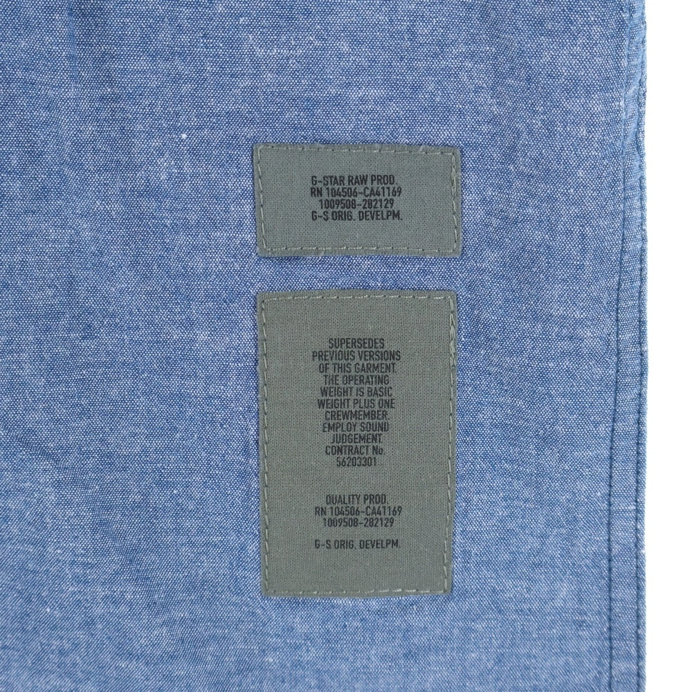 G-STAR RAW(ジースターロウ) 胸ロゴデザイン ダブルポケット レギュラーカラー デニム半袖シャツ インディゴ