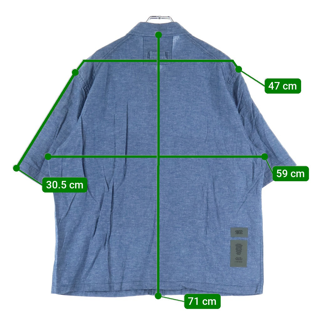 G-STAR RAW(ジースターロウ) 胸ロゴデザイン ダブルポケット レギュラーカラー デニム半袖シャツ インディゴ