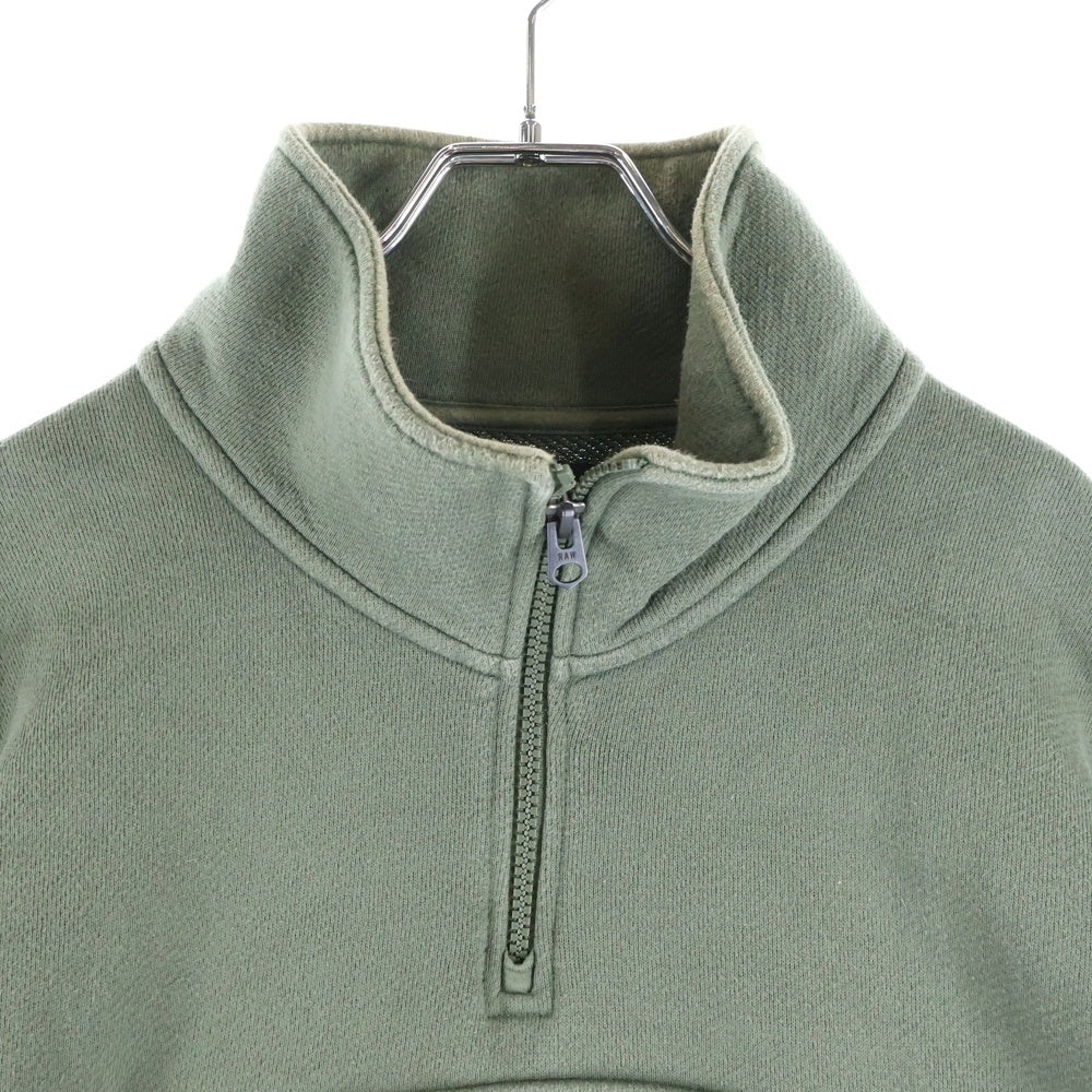 G-STAR RAW(ジースターロウ) 胸フラップポケット カンガルーポケット ハーフジップ スウェット トレーナー グリーン