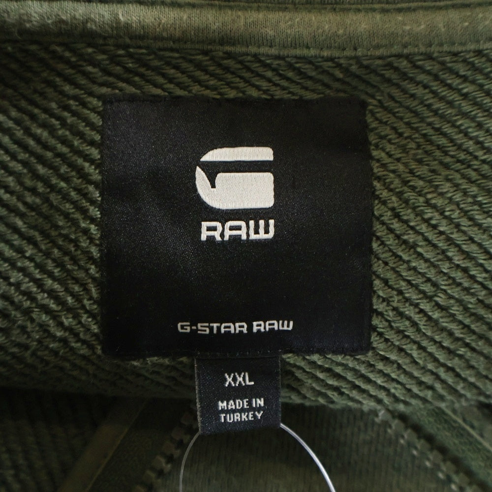 G-STAR RAW(ジースターロウ) 胸フラップポケット カンガルーポケット ハーフジップ スウェット トレーナー グリーン