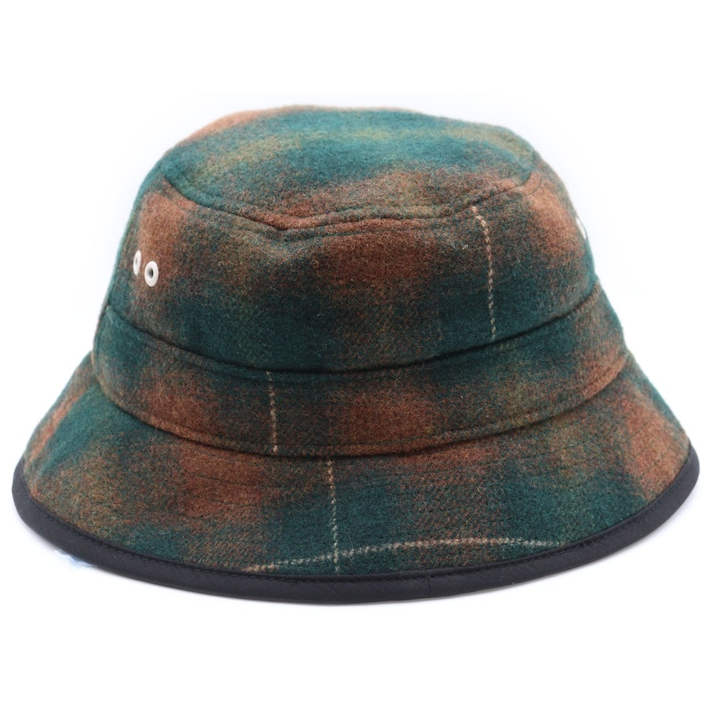 G-STAR RAW(ジースターロウ) ロゴデザイン チェック柄 バケットハット 帽子 ブラウン/グリーン