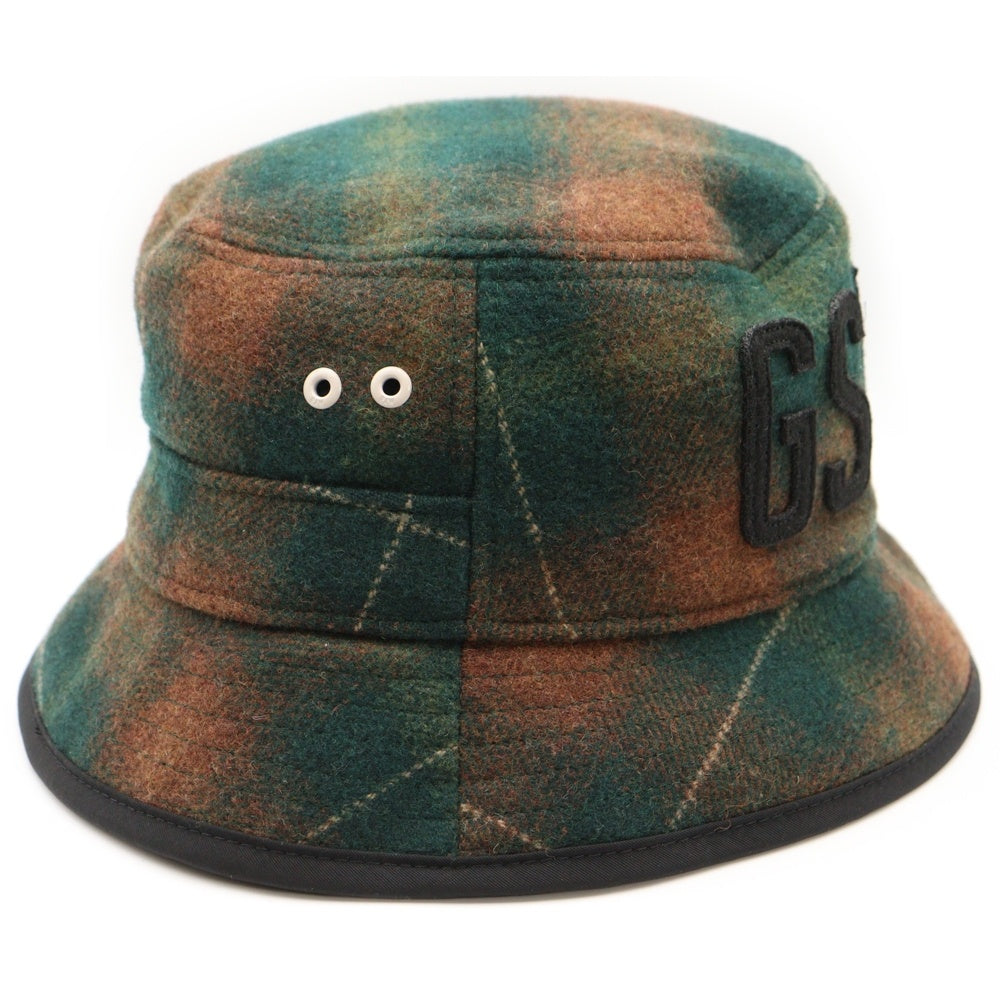 G-STAR RAW(ジースターロウ) ロゴデザイン チェック柄 バケットハット 帽子 ブラウン/グリーン