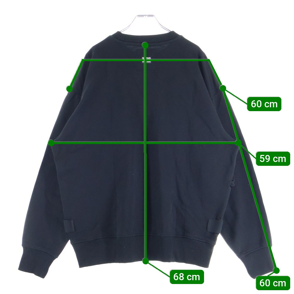 G-STAR RAW(ジースターロウ) フロントマルチフラップポケット クルーネック スウェット セーター ブラック