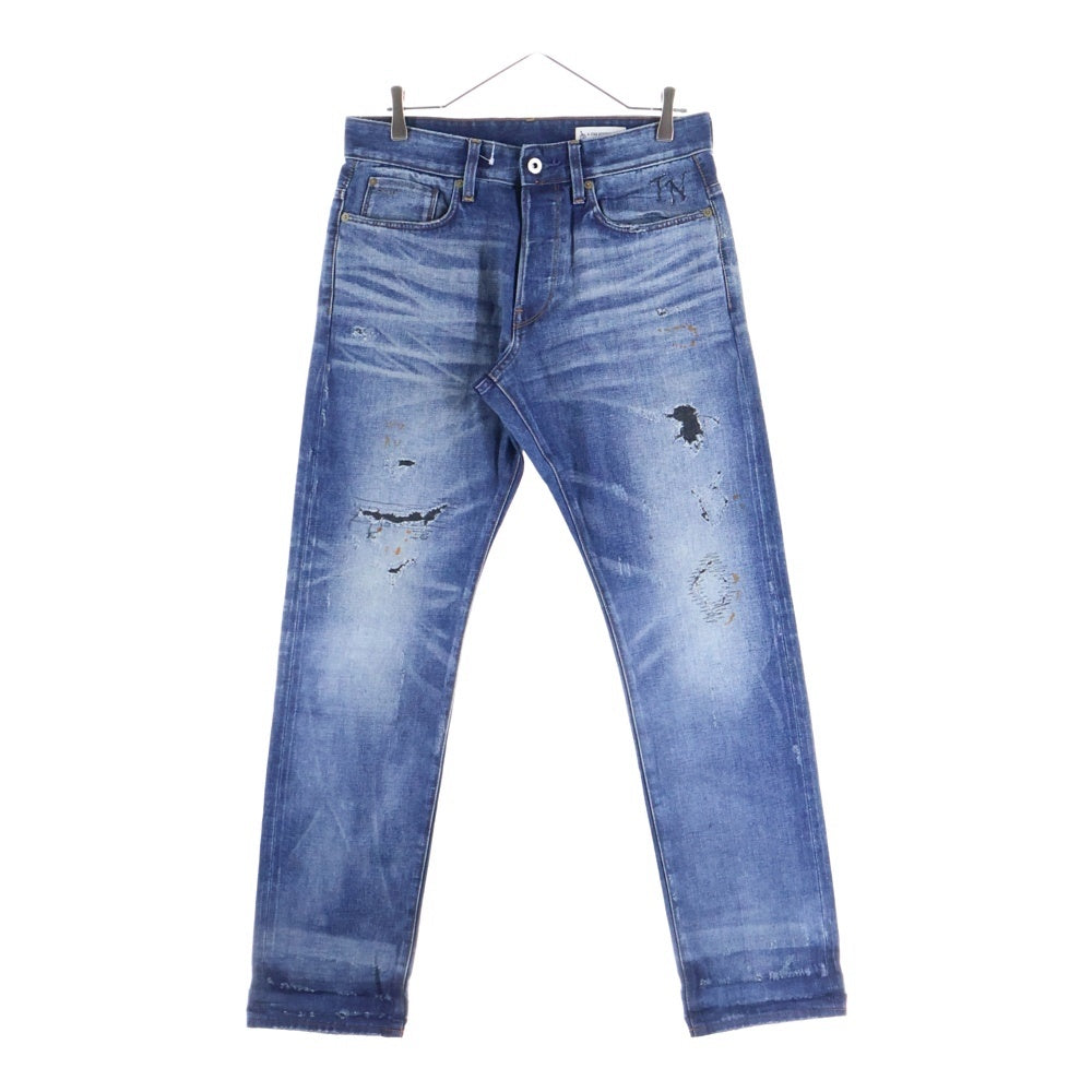 G-STAR RAW(ジースターロウ) クラッシュデザイン ダメージ加工 ボタンフライ デニムパンツ インディゴ