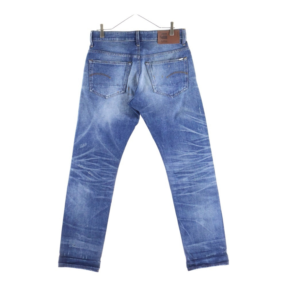 G-STAR RAW(ジースターロウ) クラッシュデザイン ダメージ加工 ボタンフライ デニムパンツ インディゴ