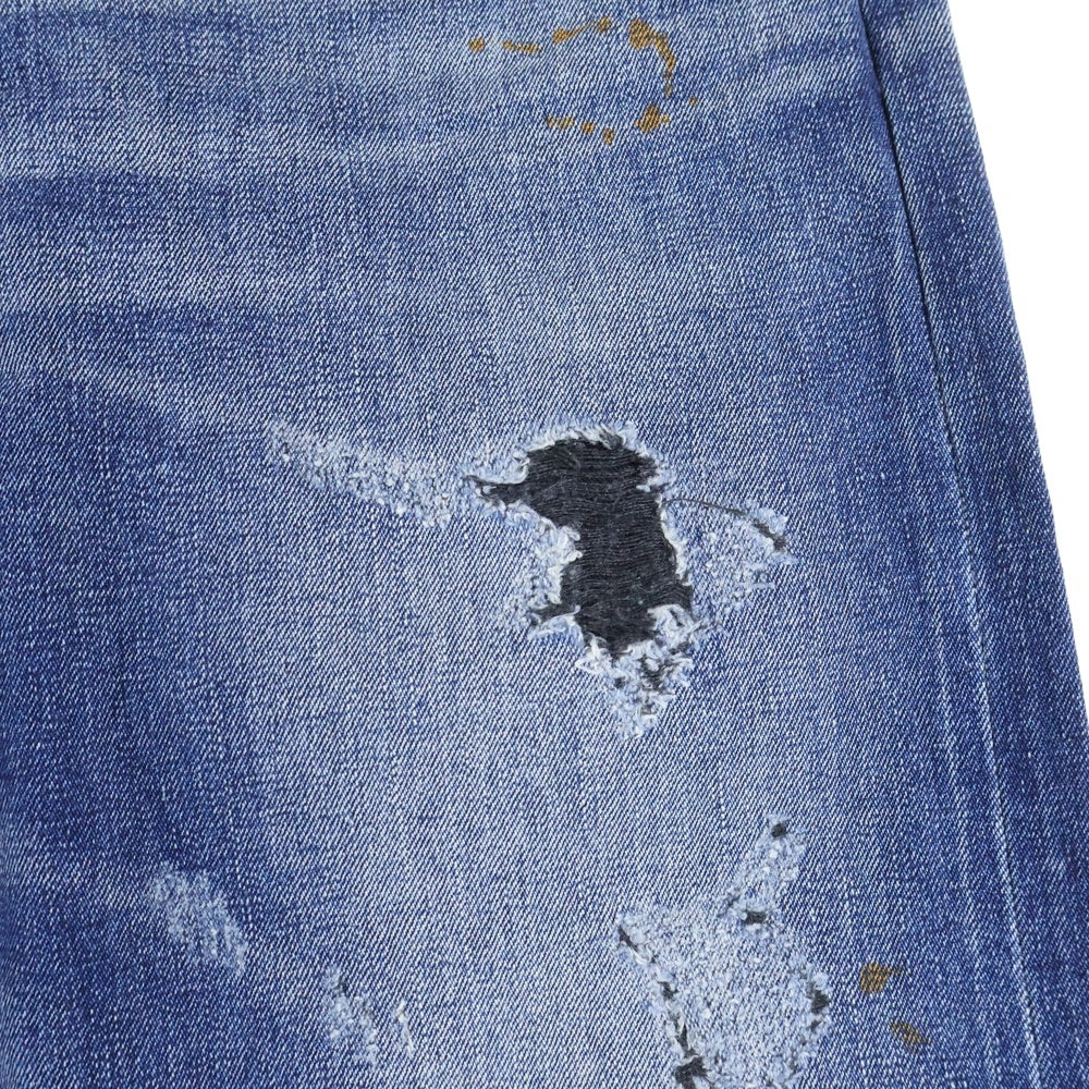 G-STAR RAW(ジースターロウ) クラッシュデザイン ダメージ加工 ボタンフライ デニムパンツ インディゴ