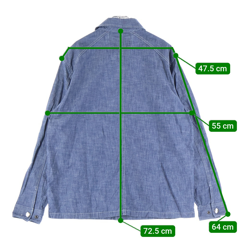 G-STAR RAW(ジースターロウ) シルバーボタンデザイン 5B フロントマルチポケット デニム 長袖シャツ インディゴ