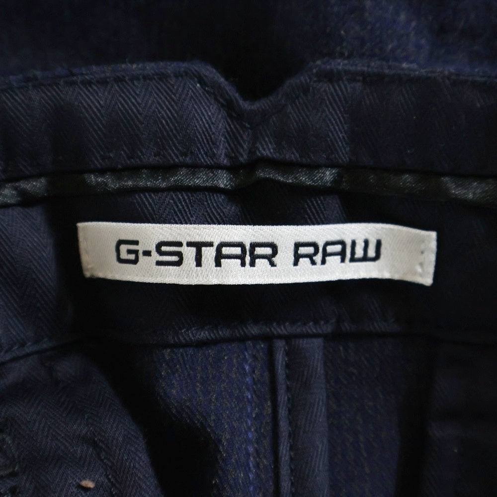 G-STAR RAW(ジースターロウ) ロゴデザインプレート マルチポケット コットン ジップアップ スラックスパンツ ネイビー