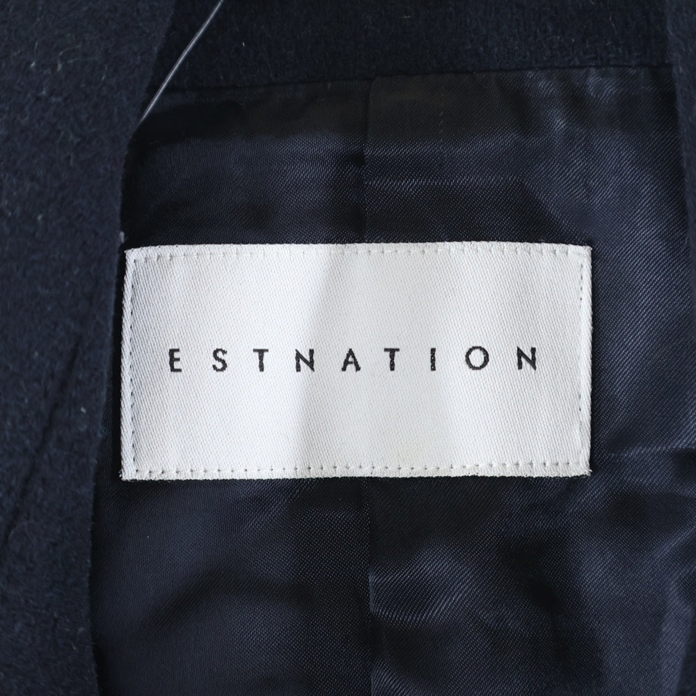 ESTNATION(エストネーション) カシミヤ混 ウール ピーコート ネイビー 62-200-01-100057