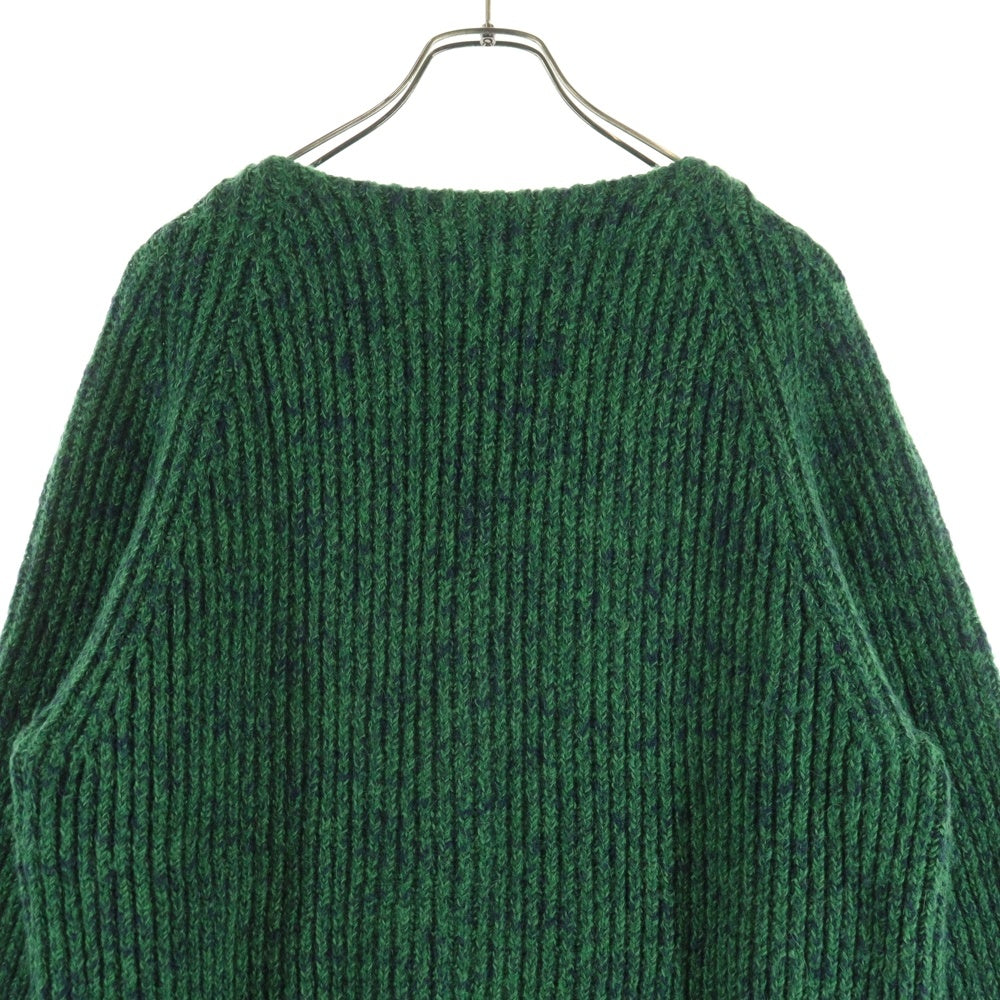 AURALEE(オーラリー) WOOL BABY ALPACA MIX RIB KINT P/O ウールアルパカ クルーネック リブニット セーター グリーン A22AP02BL