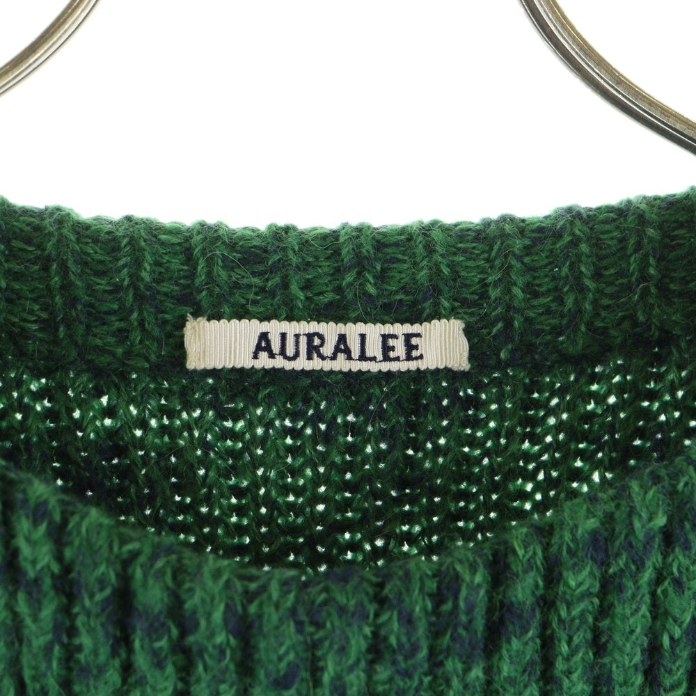 AURALEE(オーラリー) WOOL BABY ALPACA MIX RIB KINT P/O ウールアルパカ クルーネック リブニット セーター グリーン A22AP02BL