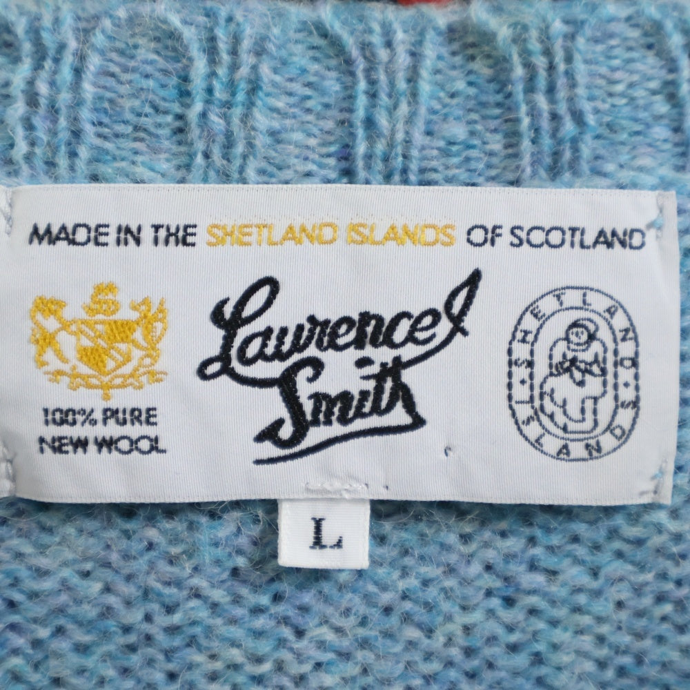NO BRAND(ノーブランド) LAURENCE J.SMITH ローレンスジェイスミス UK製 クルーネック ウールニット セーター ブルー
