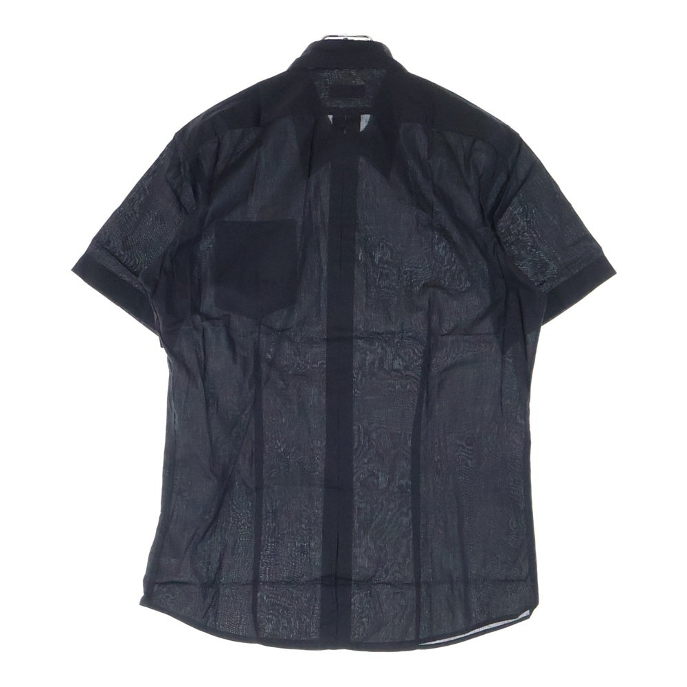 DRIES VAN NOTEN(ドリスヴァンノッテン) ハンガリー製 コットン シアー 半袖シャツ ブラック