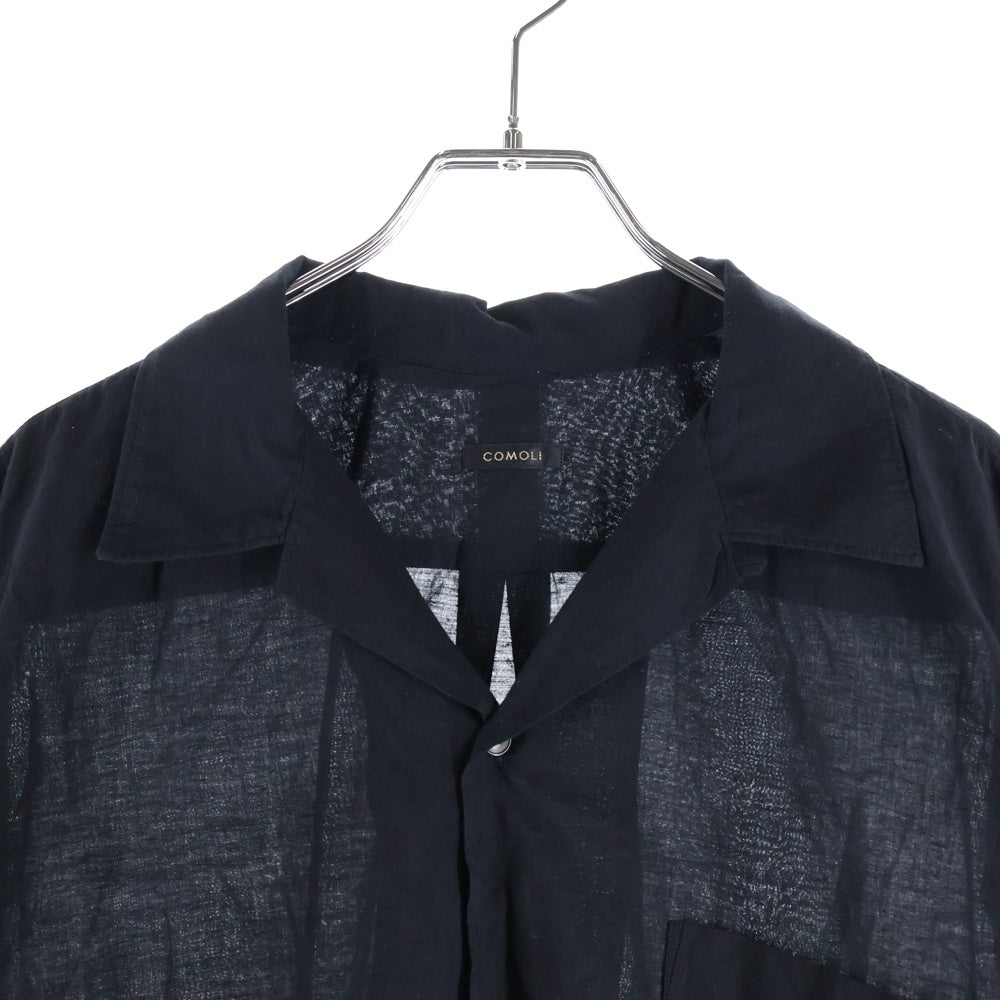 COMOLI(コモリ) KHADI コットン 半袖オープンカラーシャツ ブラック Z01-02017