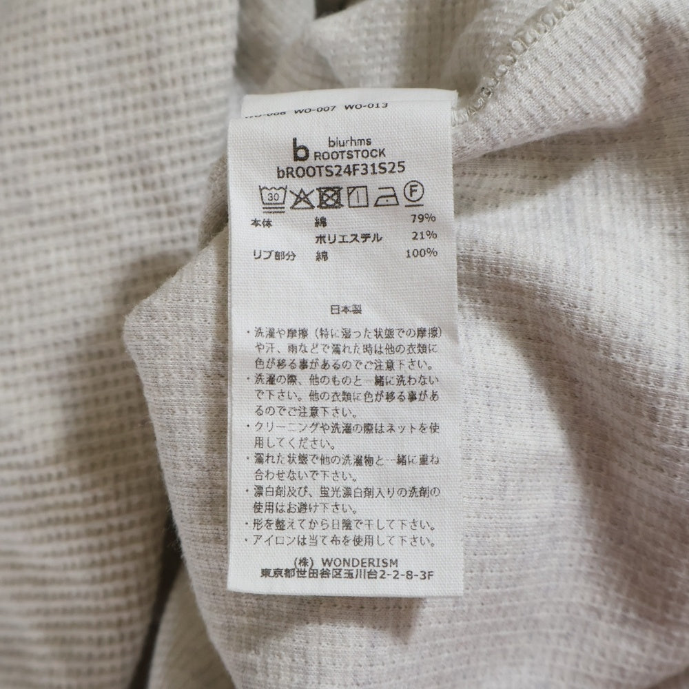 blurhms(ブラームス) ROUGH&SMOOTH THERMAL BASEBALL TEE ラフアンドスムース サーマル 長袖Tシャツ カットソー ライトグレー bROOTS24F31S25