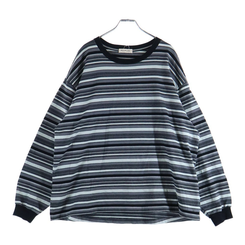 POLYPLOID(ポリプロイド) OVERSIZE LONGSLEEVE B マルチカラーボーダー オーバーサイズ 長袖Tシャツ カットソー ブルー/グレー/ブラック B-7-001-013