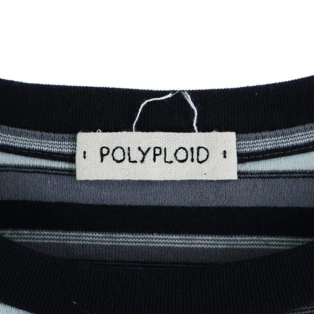 POLYPLOID(ポリプロイド) OVERSIZE LONGSLEEVE B マルチカラーボーダー オーバーサイズ 長袖Tシャツ カットソー ブルー/グレー/ブラック B-7-001-013