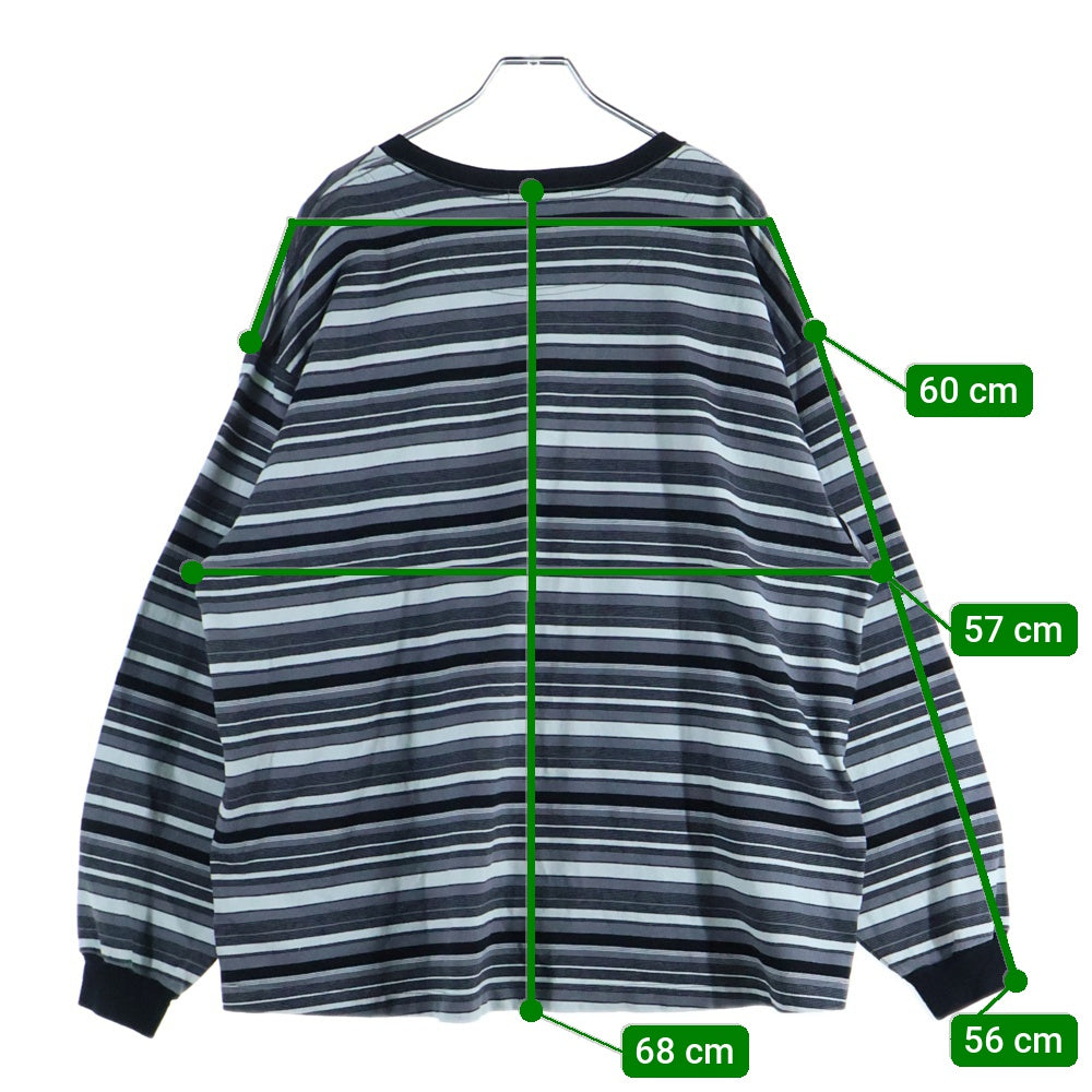 POLYPLOID(ポリプロイド) OVERSIZE LONGSLEEVE B マルチカラーボーダー オーバーサイズ 長袖Tシャツ カットソー ブルー/グレー/ブラック B-7-001-013