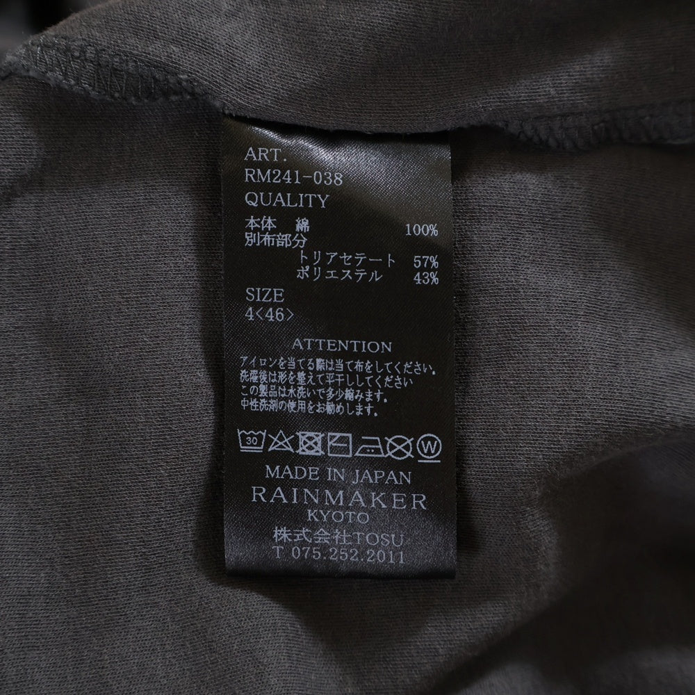 RAINMAKER(レインメーカー) HENLEY-NECK T-SHIRT 日本製 ヘンリーネック コットン 半袖Tシャツ カットソー チャコールグレー RM241-038